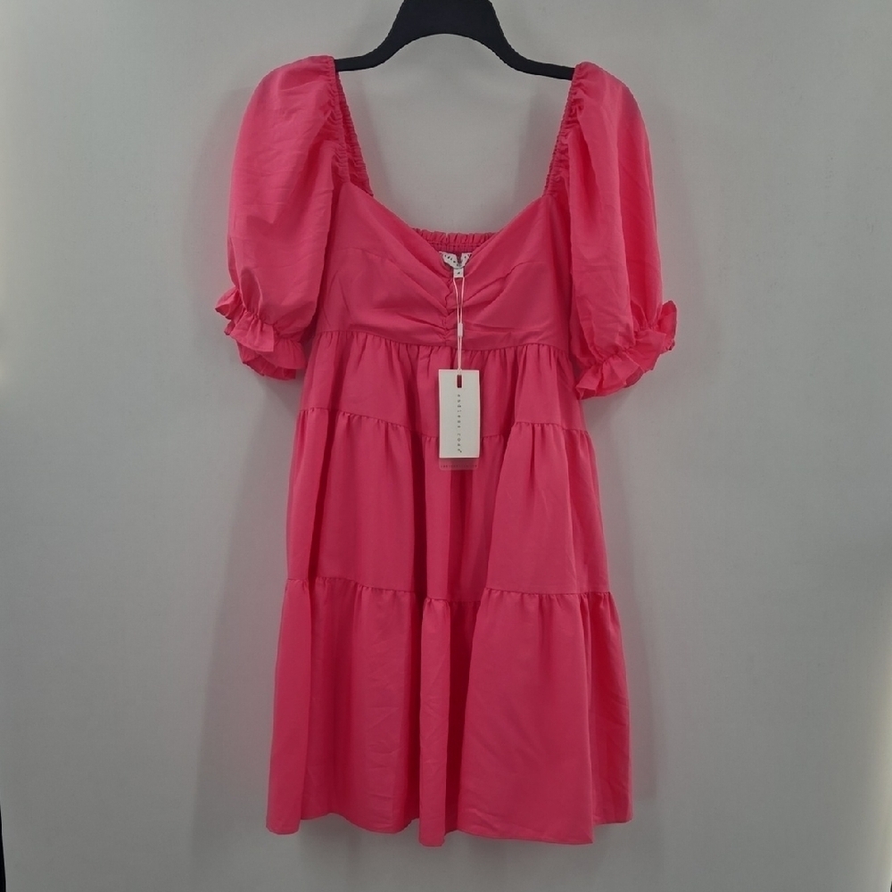 Endless Rose Bright Pink Puff Sleeve Mini Dress
